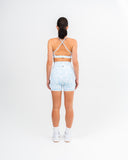 Freedom Marble High Waist Shorts Blue