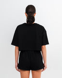 Icon Oversized Crop Top Black